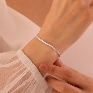 925 Sterling Silver Herringbone Bracelet: Italian Snake Chain