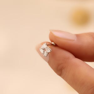 Gold Micro CZ Sterling Silver Labret Earring: Tragus Helix Piercing