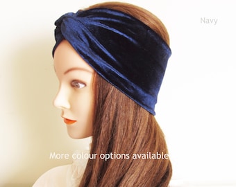 Velvet Twist Headband – Wide Stretchy Turban, knot headband