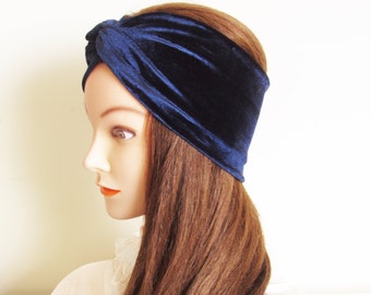 Wide Velvet Single Twist Hairband/ Relaxed Fit Stretchy headbands/ Turban Head band UK