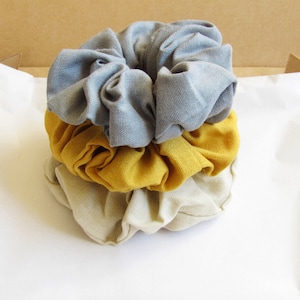 Packs Of Linen Hair Scrunchies UK/Linen Scrunchie/Mini Small Or Midi Sizes/ Linen Women&#39;s Or Toddler&#39;s Hair Ties/Linen Scrunchy Gift Set