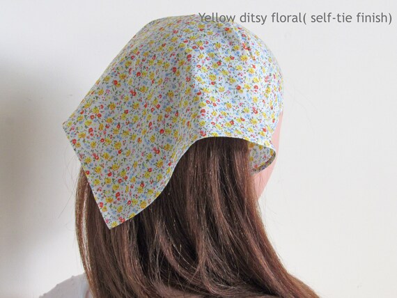 Ditsy Floral Cotton Headscarf, Triangle Hair Bandana