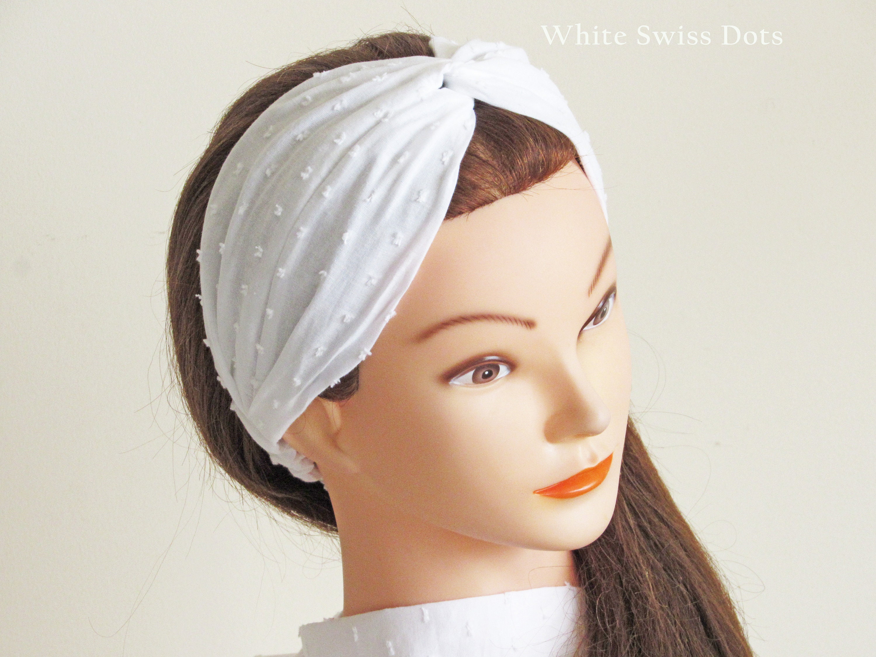 Swiss Dot Fabric Knotted Headband Set ~ 4 Pieces Swiss Dots Twist Headband: 100% Cotton Knot Hairband - Etsy main image 4