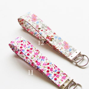 Llavero de pulsera/Colección floral/Correa de tela para llavero para hombres y mujeres/Llavero de tela de algodón Reino Unido