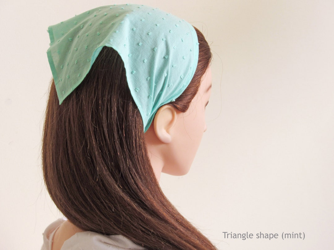 Swiss Dots Cotton Triangle Or Square Shape Headscarf/Bandana