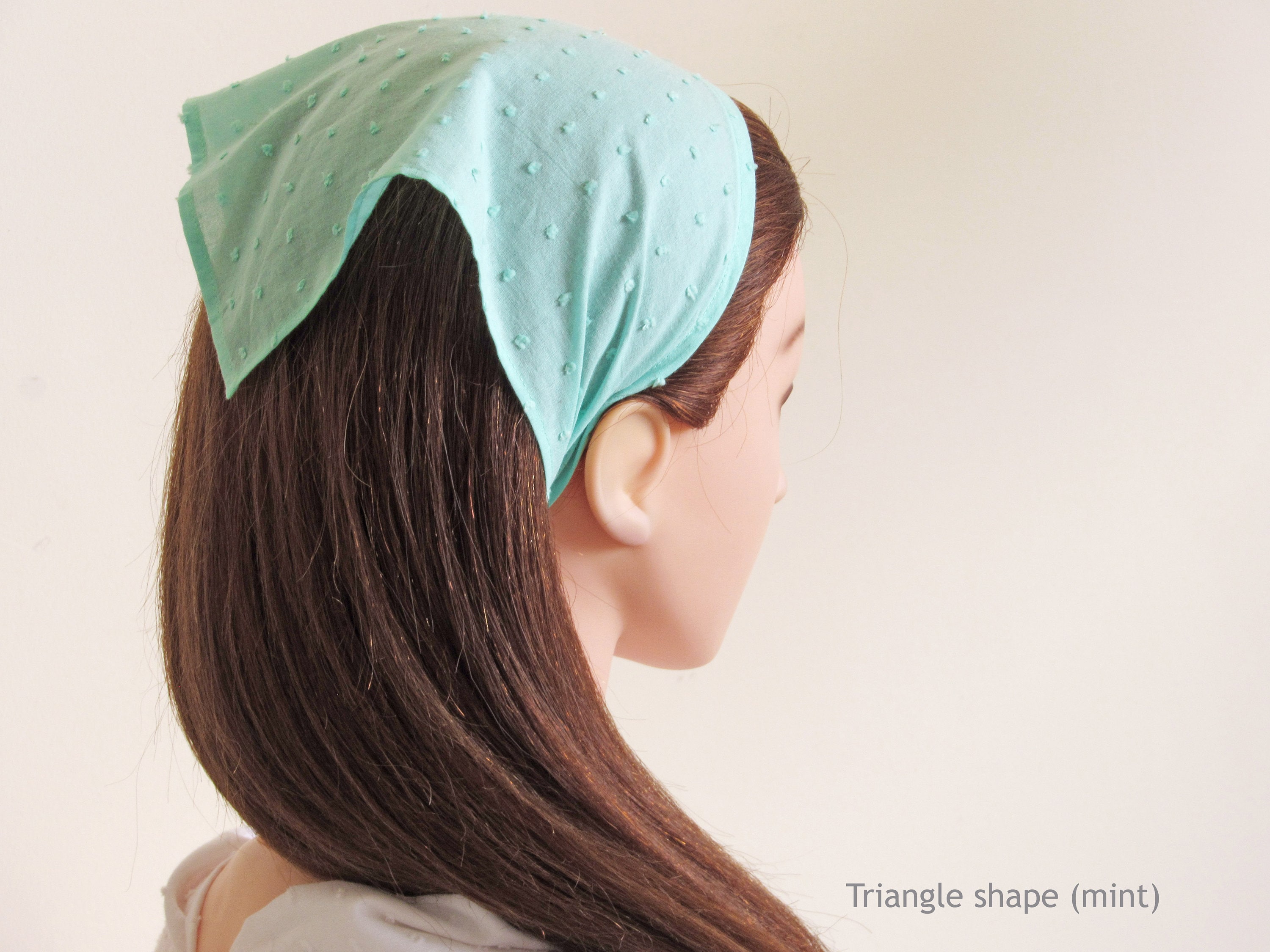 Swiss Dots Cotton Triangle Or Square Shape  Headscarf/Bandana headbands UK/Cottage Hair Scarf/Summer Headscarf/Hair Bandana UK/ Hairkerchief