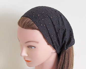 Cotton Hairscarf – White Broderie Lace Headband, Summer Headwear
