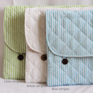 Quilted Cotton Laptop Sleeve 13-14" – Striped Padded Case