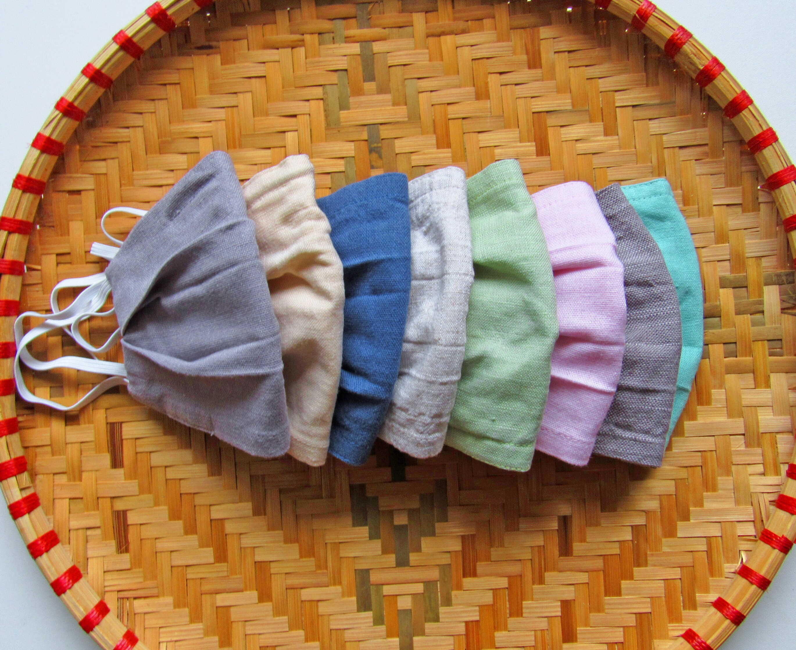 Lightweight Linen facemask With Filter Pocket and Nose Wire - face ma…