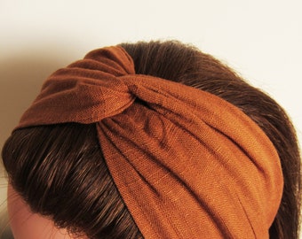 Lightweight Linen Blend headbands Collection/ Twist Hairband/ Linen Knot Head Bands With Elastic/ Turban Headbands/ Summer fabric Headband