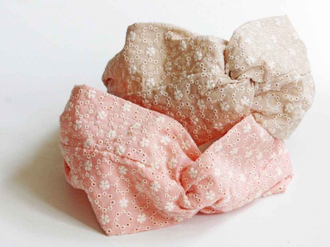 ★MEENDERI★(HANDMADE) FABRIC TWIST HAIR BAND - SILVER★人気 Broderie Embroidered Headbands Collection/ Twist Hairband