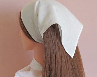 100% Light weight Linen Triangle Hair Scarf: Cottagecore Bandana Headband