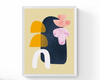 Abstract Framed Print , Illustration Wall Art , Summer Decor , Minimal Living Room Decor , Modern , 18x24 24x32 inch