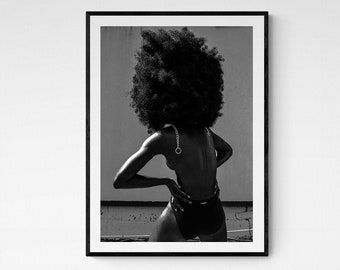 Retrato en blanco y negro enmarcado, arte mural de moda, fotografía de modelo femenina, decoración de sala de estar para mujer, tamaño grande