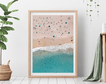 Bondi Beach Fine Art Framed Print , Sydney Aerial Wall Art , Turquoise Water Room Decor , Blue Ocean Waves , Australia Surf Photography