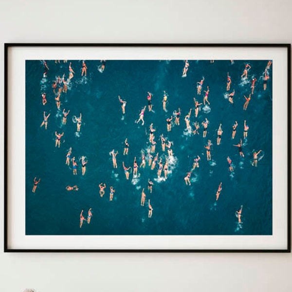 Abstract framed print , Swimming Wall Art , Ocean Photography , Blue Water, Home Art Decor, Giclee Room Art, 12x16 18x24 inch, A4 A3 A2 size