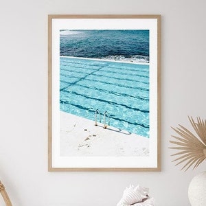 Swimming Pool Ladder Print , Framed Wall Art , Bondi Icebergs Home Decor , Abstract Photography , Sydney Australia Beach 12x16 18x24 24x32