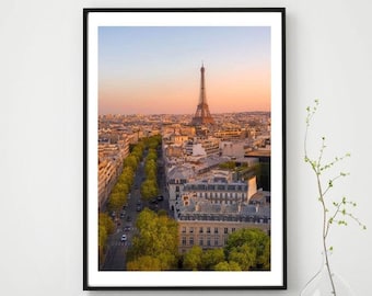 Paris Sunset Framed Print , Eiffel Tower Wall Art , Photography Art Print , Boho Home Decor , Pink Sky, Living Room Decor  12x16 18x24