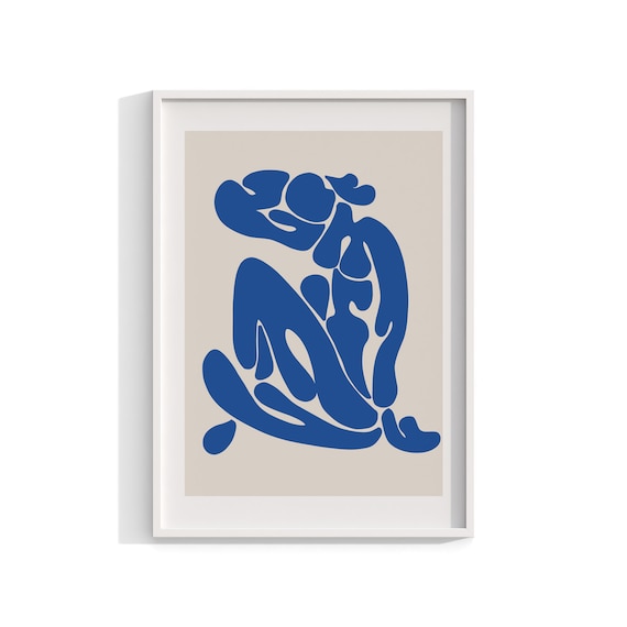Matisse Print , Abstract Framed Print , Blue Wall Art , Blue Minimal Living Room Decor , Modern 18x24 24x32 inch, Large Framed Art 