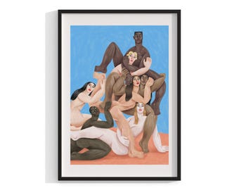Nude Print , Cubism Art , Figures , Pop Art , Framed Wall Art, Playboy , Expressionism Art , Maximalist Decor , Modern Print, Home Decor