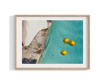 Swimming Pool Print , Palm Springs Art Print , California Wall Art , Lemon Print , Fruit Wall Art ,  Boho Room Decor , Home Decor