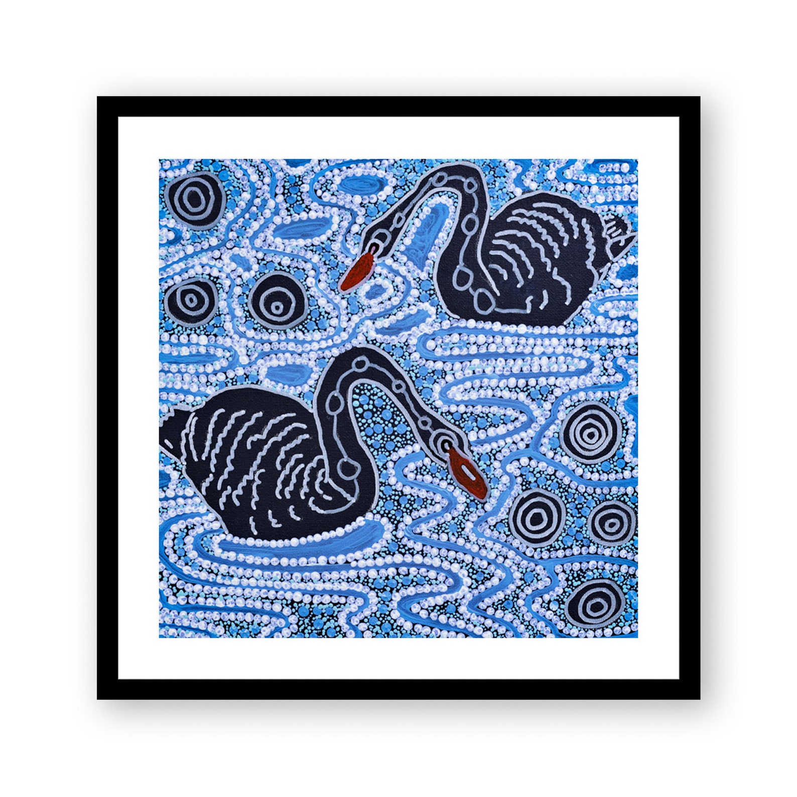 Aboriginal Framed Print Swans Wall Art Contemporary Wall Etsy