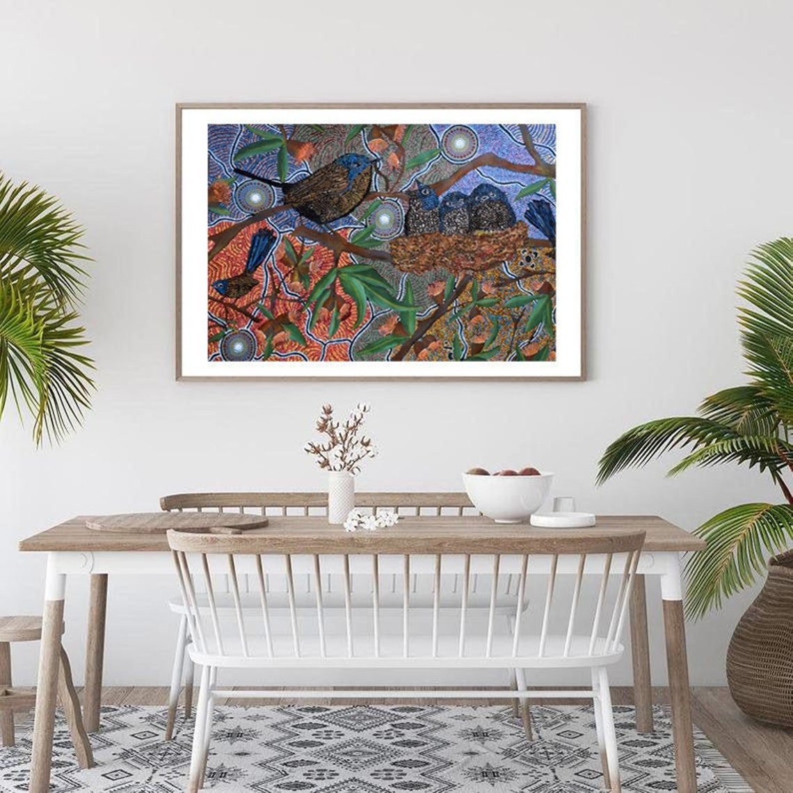 Aboriginal Framed Print Birds Wall Art Contemporary Wall | Etsy