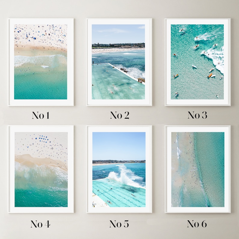Set of 3 Prints , Framed Wall Art , Bondi Beach Prints , Photography Prints , Aerial Beach , Australia , Boho Home Decor , Ocean Print , image 4