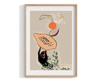 Boho Art Prints , Balancing Fruits Art, Framed Wall Art, Modern Art Print, Still Life, Home Decor, Housewarming Gift , Art Prints
