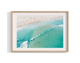 Aerial Beach Print , Framed Wall Art , Bondi Beach Home Decor , Australia Art , Surf Print, Landscape Photography , Boho , 12x16 18x24 24x32