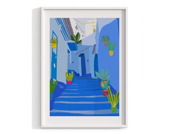 Blue City Photography, Framed Wall Art, Scenic Art Print, Mediterranean Decor, Large Framed Art
