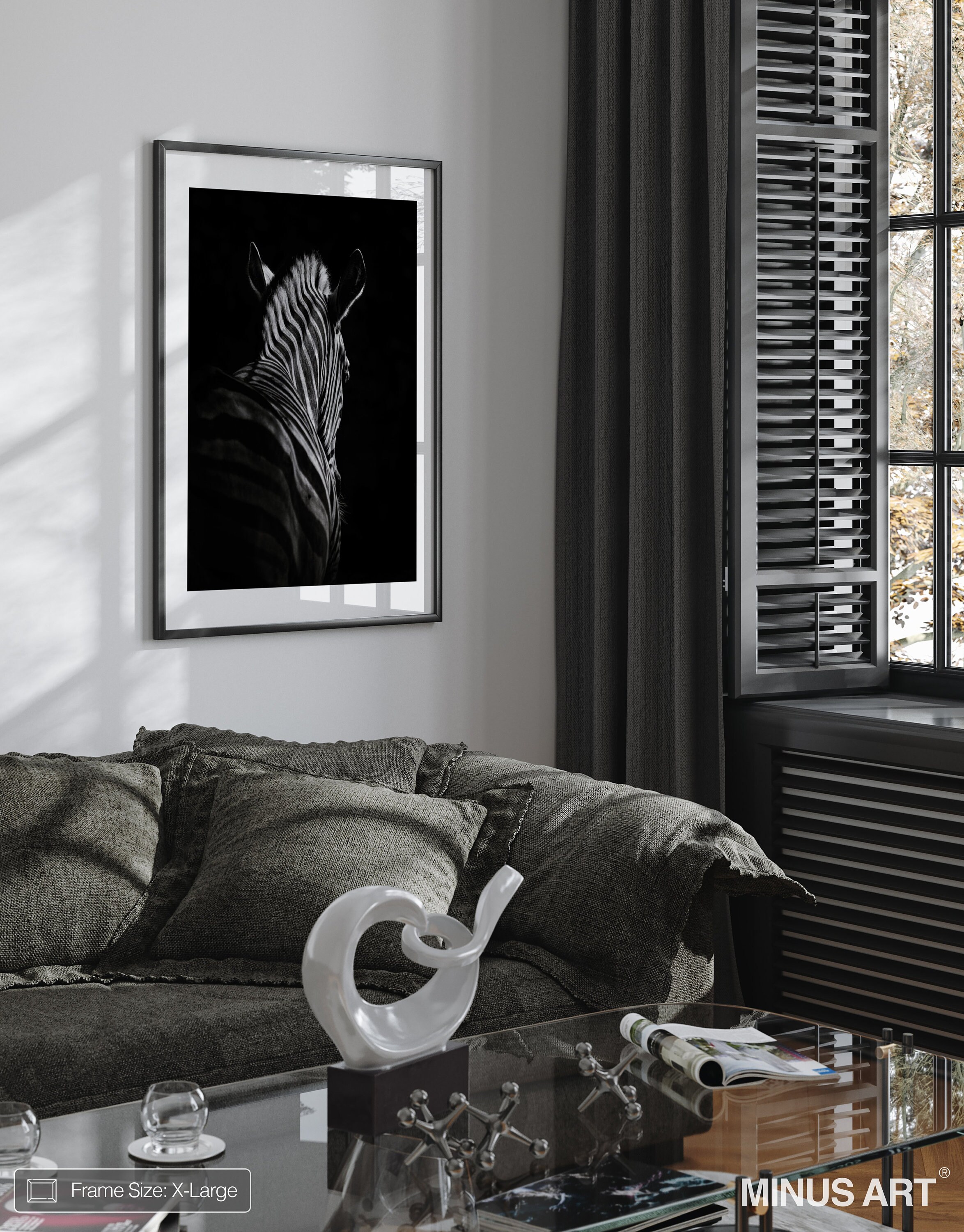 Zebra Art Print, Framed Wall Art, Black and White Animal Print ...