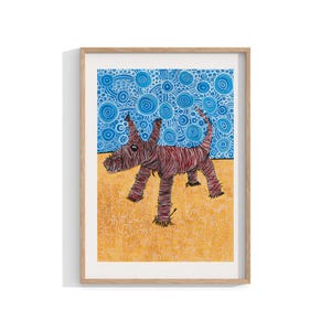 Aboriginal Framed Print , Indigenous Wall Art , Animal Print , Australian Print , Dog Print , Contemporary Wall Decor , Living Room Decor