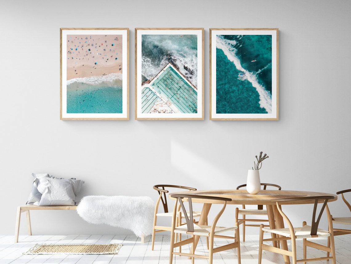 Set of 3 Beach Framed Print Australia Wall Art Bondi Beach Etsy