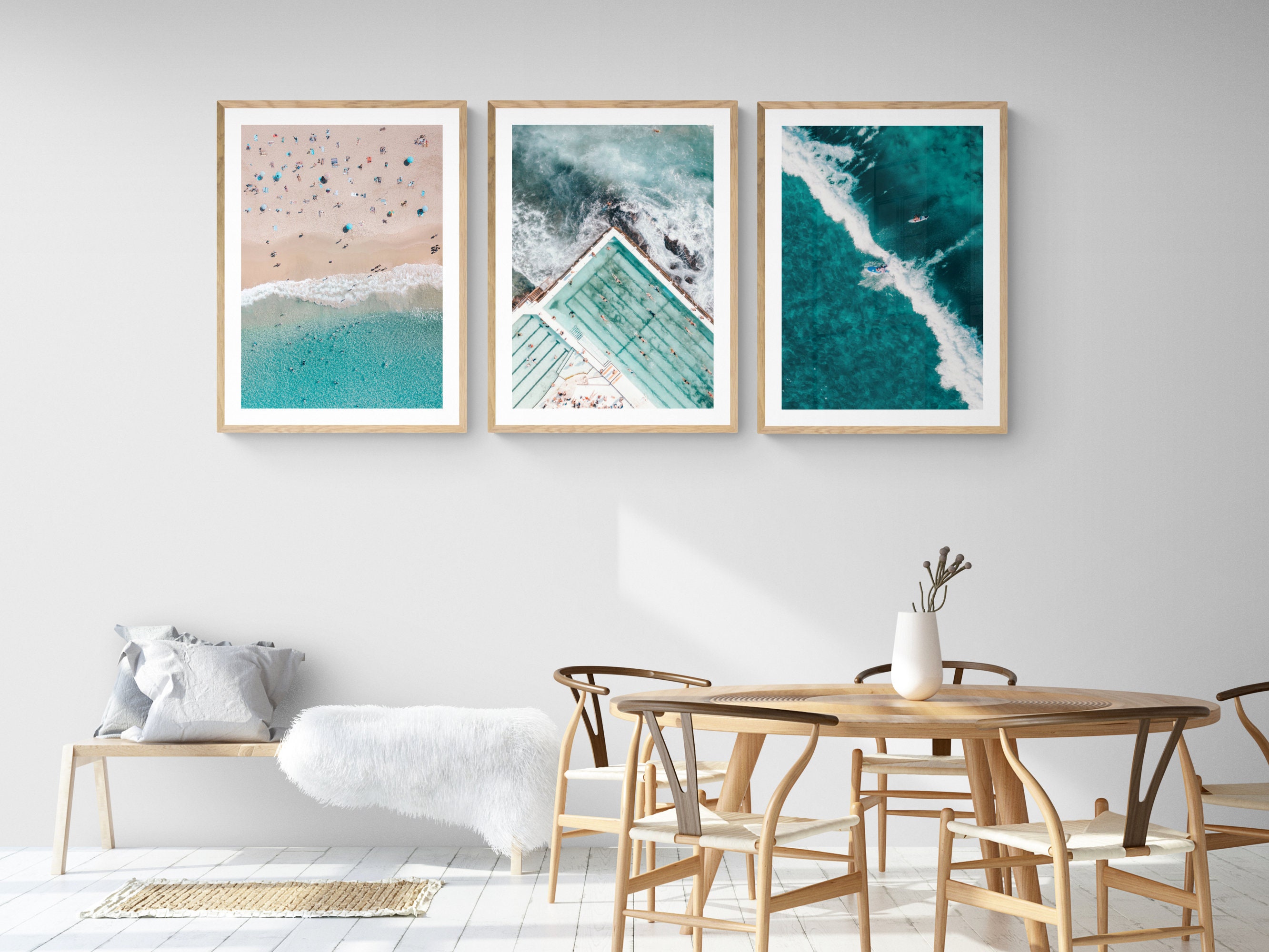 Set of 3 Beach Framed Print Australia Wall Art Bondi Beach Etsy