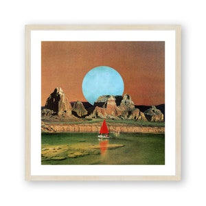 Surreal Art , Retro Framed Print , Collage Prints , Vintage Wall Art , Bedroom Decor , Living Room Decor , Square Size , 12x12 , 20x20 frame