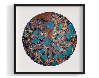 Framed Aboriginal Butterfly Print, Indigenous Australian Art