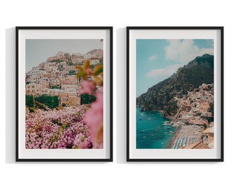 Amalfi Coast Prints - Set of 2, Atrani, Capri, Positano art prints, travel photography prints, Beach wall art, Italy print