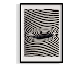 Surreal Black Hole Art Print, Modern Framed Wall Decor