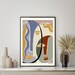 Abstract Face Framed Print , Picasso Style Wall Art , One Line Art , Boho bedroom Decor , Modern Living Room Decor , Portrait Art Print 