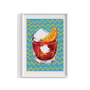Negroni Print, gerahmte Wandkunst, Cocktail Prints, Einweihungsgeschenk, Kunstdrucke, große gerahmte Kunst