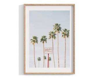 Aloha Hotel Photography, Framed Wall Art, Retro Art Print, Vintage Home Decor, Palm Trees, Large Framed Art