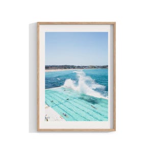 Bondi Beach Print , Framed Wall Art , Sydney Wall Decor , Bondi Icebergs Print , Swimming Pool , Aerial Boho Art , Bathroom Art