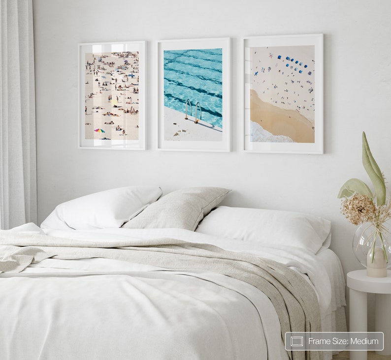 Set of 3 Prints , Framed Wall Art , Bondi Beach Prints , Photography Prints , Aerial Beach , Australia , Boho Home Decor , Ocean Print , image 3