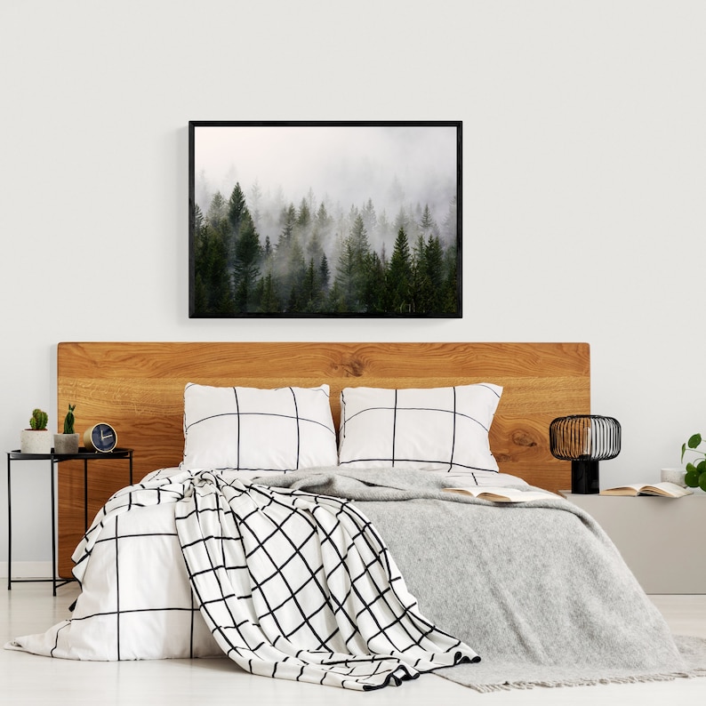 Forest Framed Print Landscape Wall Art Misty Mountain Home Etsy