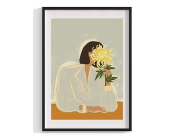 Boho Art Prints , Framed Wall Art, Modern Art Print, Floral Decor, Home Decor, Housewarming Gift , Art Prints, Large Framed Art
