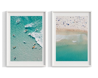 Bondi Beach Aerial Photography Print Set, Boho Surf Art