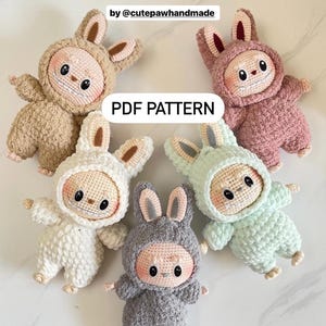 PDF Pattern - The Naughty Bunny Amigurumi Pattern | CROCHET PATTERN inspired by Labubu the monster | crochet plushie | kids toys