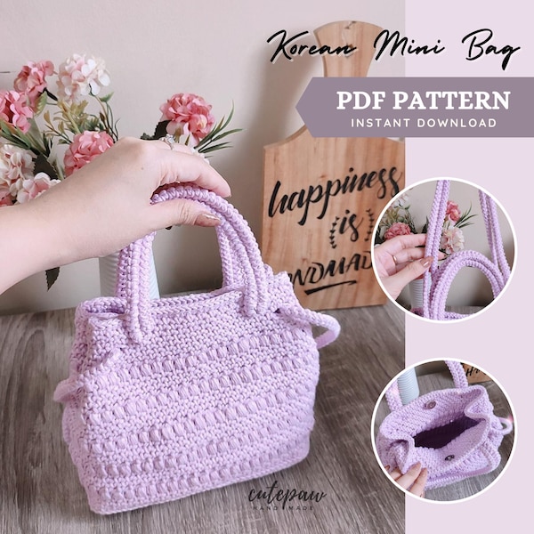 Korean Mini Bag CROCHET PATTERN | 3 ways sling bag, hand bag, tote bag | gift for teenagers & bestfriend | slow fashion | handmade bags