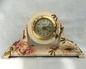 Clock Mantle Pivot Flowers Vintage Shabby Chic Bespoke Upcycled
